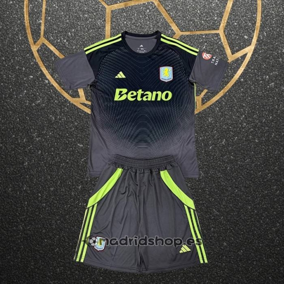 Camiseta Aston Villa Portero Nino 25-26 Negro