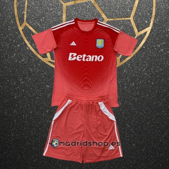Camiseta Aston Villa Portero Nino 25-26 Rojo