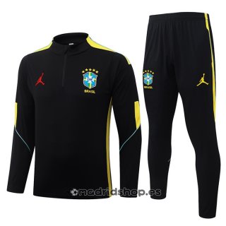 Chandal de Sudadera del Brasil Nino 26-27 Negro Amarillo