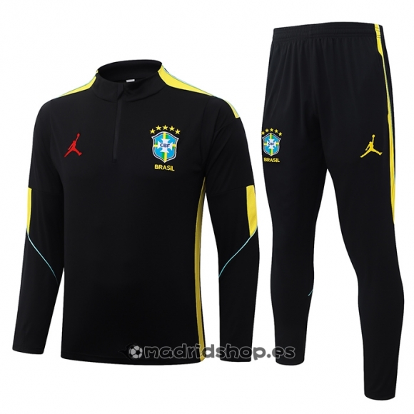 Chandal de Sudadera del Brasil Nino 26-27 Negro Amarillo