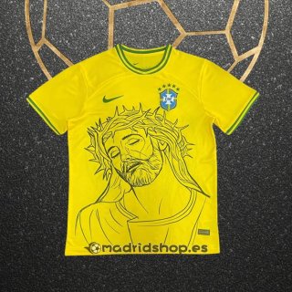 Tailandia Camiseta Brasil Jesus 2025 Amarillo