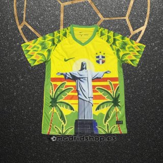 Tailandia Camiseta Brasil Jesus 25-26 Amarillo Blanco