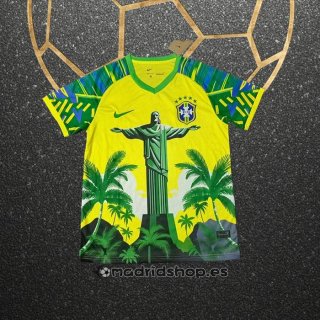Tailandia Camiseta Brasil Jesus 25-26 Amarillo Verde