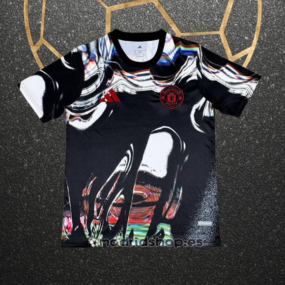 Camiseta Pre Partido del Manchester United 25-26 Negro Blanco