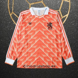 Camiseta Paises Bajos Primera Manga Larga Retro 1988