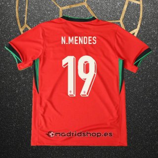 Camiseta Portugal Jugador N.Mendes Primera Eurocopa 2024