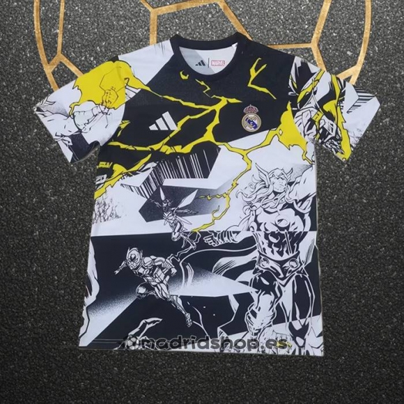 Camiseta Pre Partido del Real Madrid 25-26 Negro Blanco