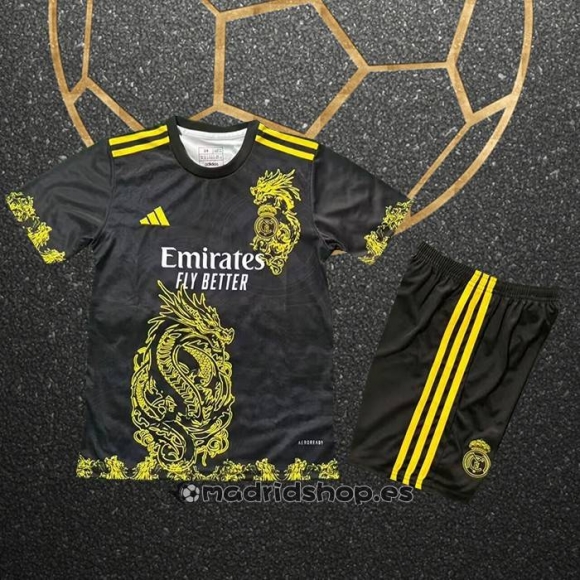 Camiseta Real Madrid Dragon Nino 2025-2026 Negro