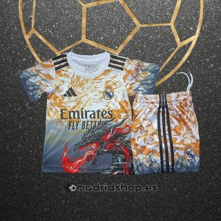 Camiseta Real Madrid Dragon Nino 25-26 Naranja