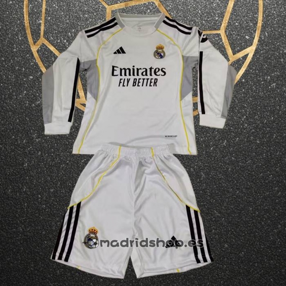 Camiseta Real Madrid Primera Manga Larga Nino 25-26