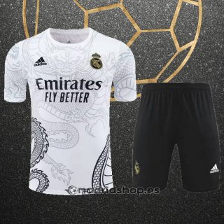 Chandal del Real Madrid Dragon Manga Corta 24-25 Blanco - Pantalon Corto